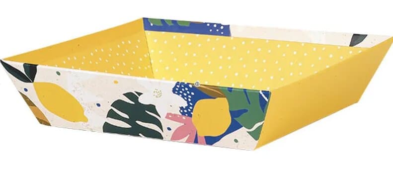 Corbeille carton carrée JARDIN D'AGRUMES - 20 x 20 x 5 cm