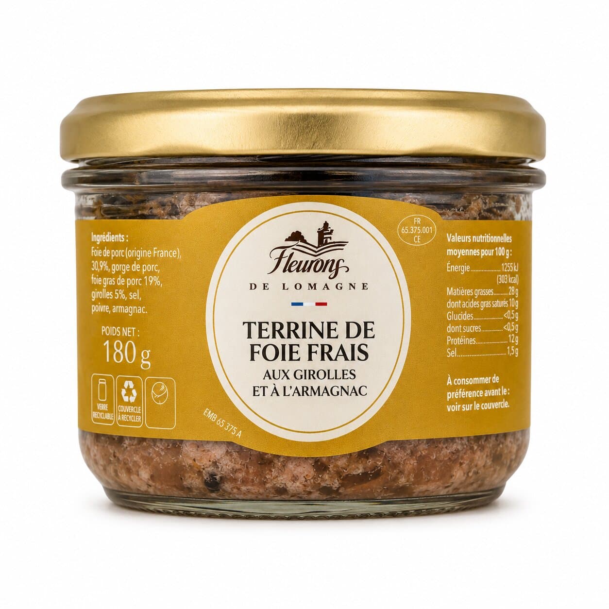 Terrine de foie frais aux girolles et à l'Armagnac 180g