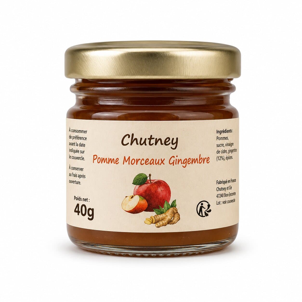 Chutney de pomme gingembre 40g