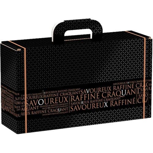 Valisette carton rectangle SAVOUREUX noir/cuivre - 33.0 x 18.5 x 9.5 cm