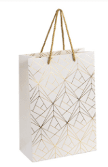 Sac carton Exception blanc et dorure à chaud or - 19 x 9 x 27 cm