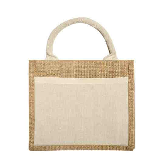 Sac cabas DARWIN en jute personnalisé avec poche coton - 26x22x14cm