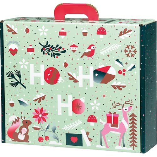 Valisette carton rectangle JARDIN D'HIVER vert/blanc/rouge/rose/cuivre - 38.4 x 32.5 x 11.5 cm