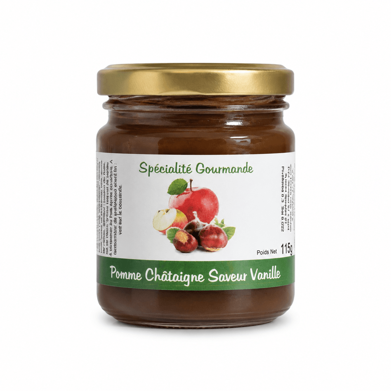 Confiture de pomme, châtaigne saveur vanille 115g