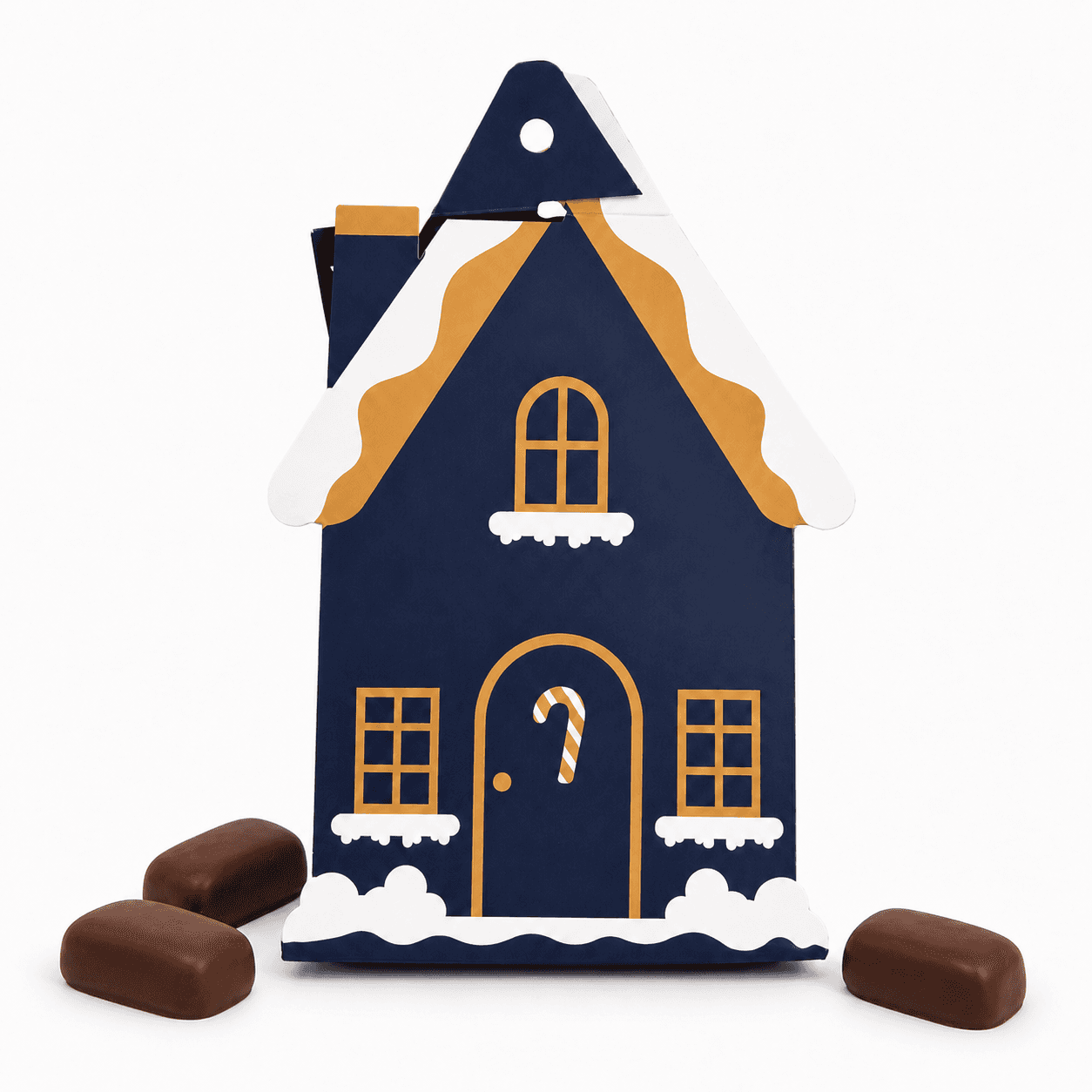 Chalet de Noël garni de douceurs chocolatées, assortiment 50g