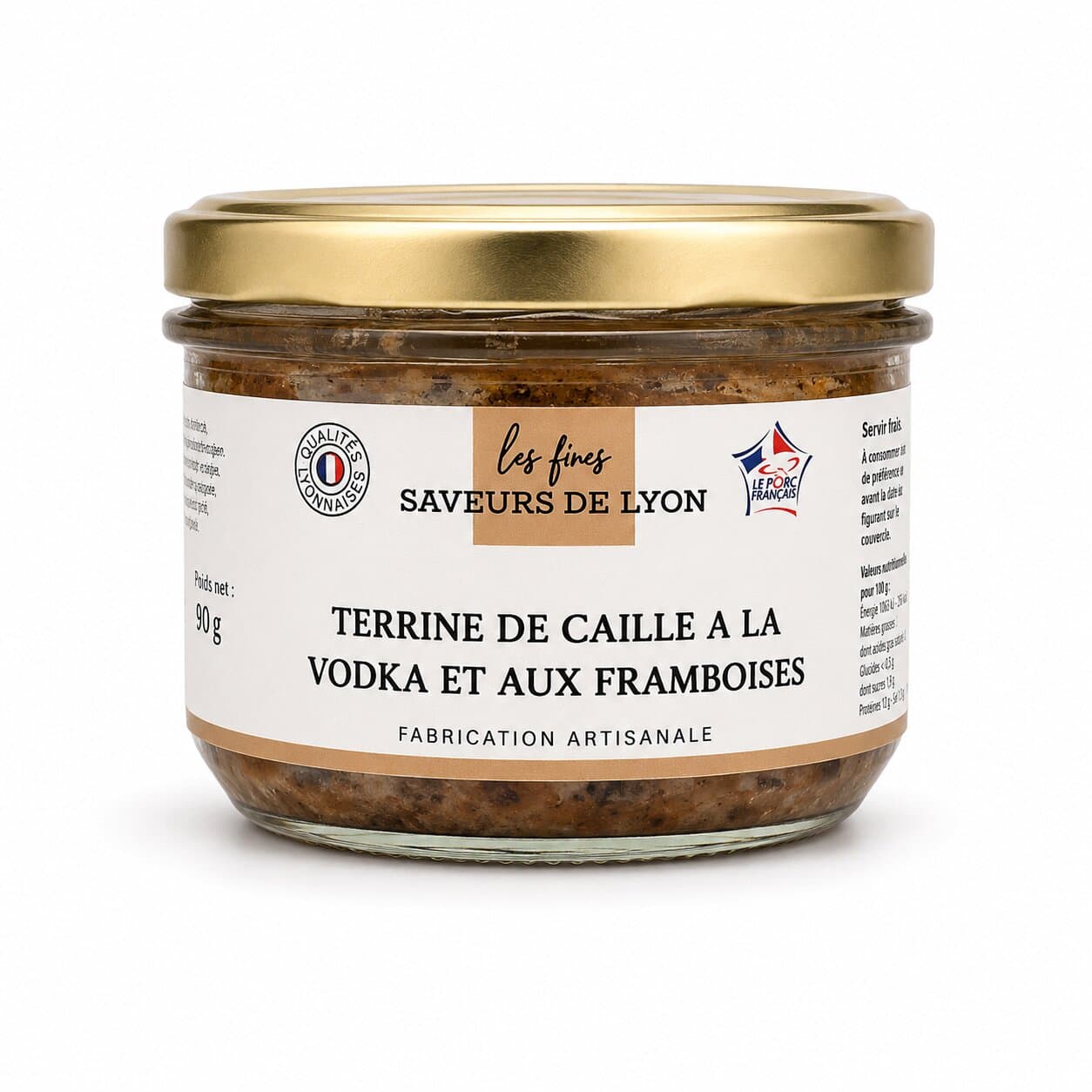 Terrine de caille à la Vodka et aux framboises 180g